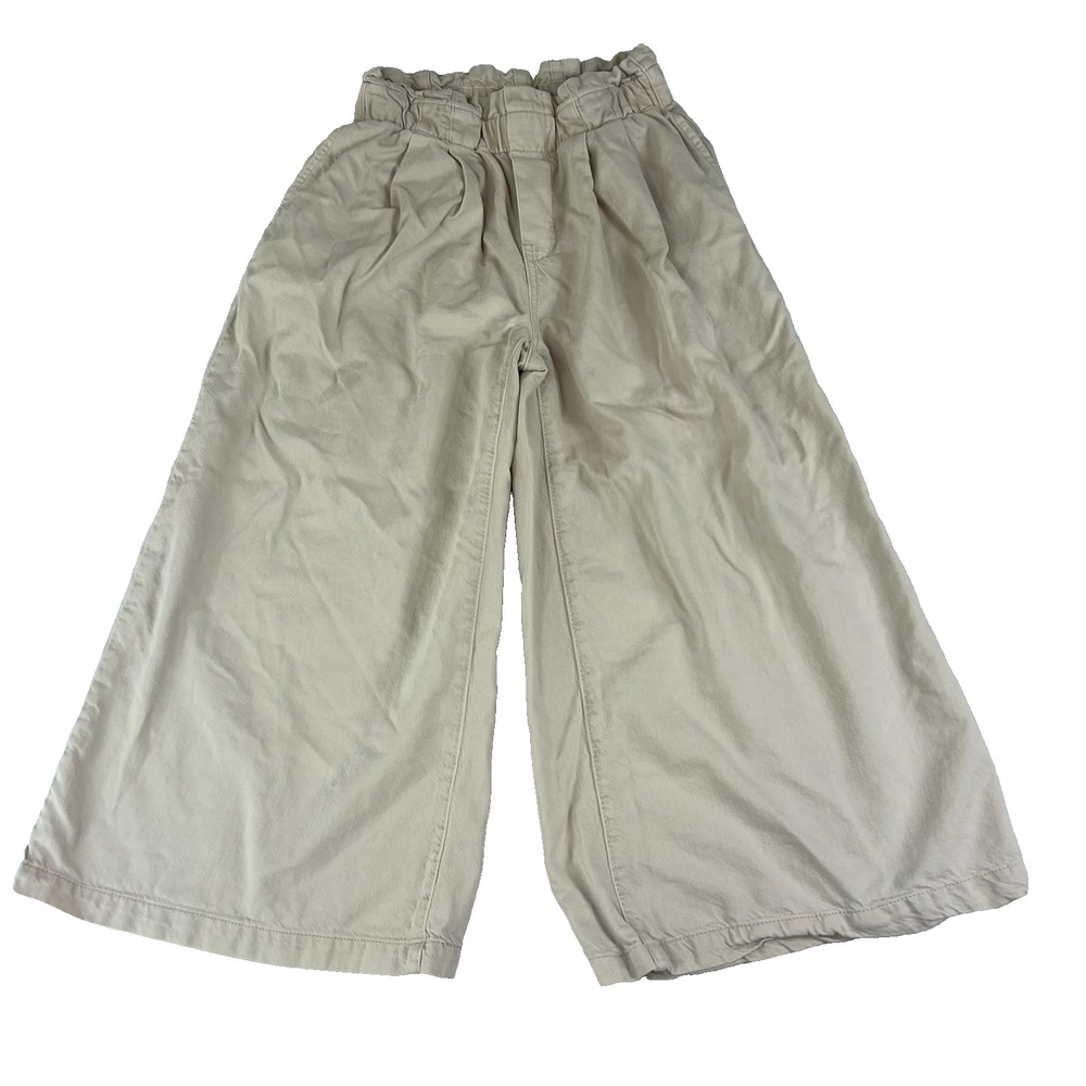 Pilcro Cropped Pants Women's XXS Wide-Leg Paperbag Waist Beige